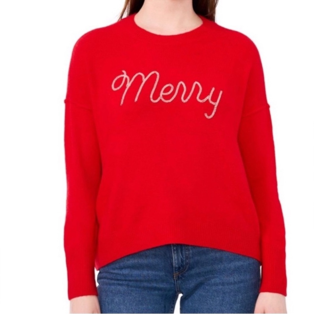 Vince Camuto Red 'Merry' Crew Neck Sweater XL NWT Holiday Christmas